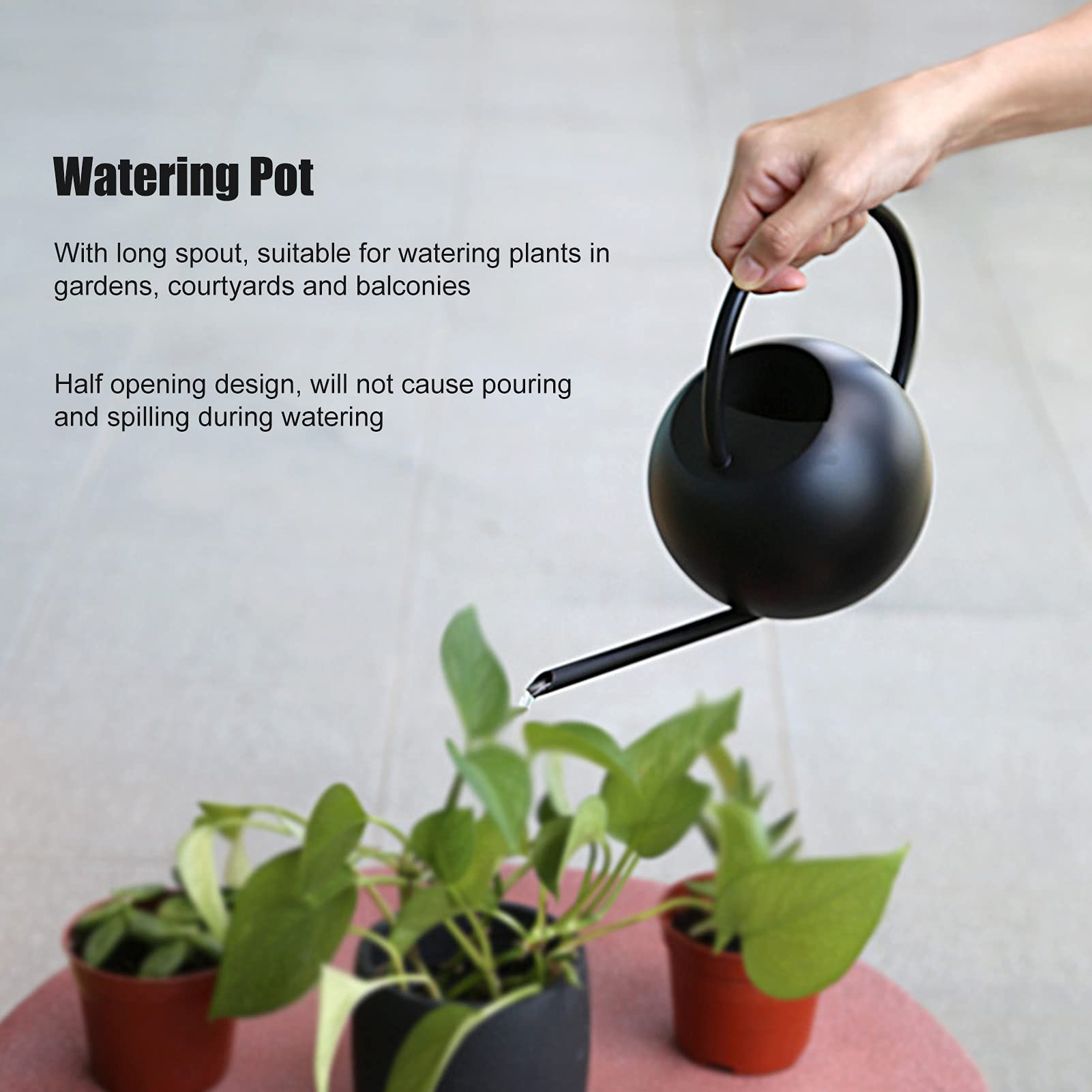 Watering Can, 400ml Black Stainless Steel Watering Can Pot with Long Spout, Small Watering Can Indoor Plant, for Indoor House Plants Bonsai Outdoor Garden Flower Decorative