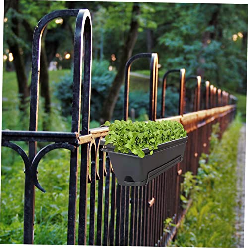 HANABASS Hanging Flower Pot Bonsai Railing Hanging Patio Balcony Basket Pots Plant Iron Holder Fence Shelf Pot Display Flowerpot Flower Planter Rack Rail Stand Crafts Rectangular Planter