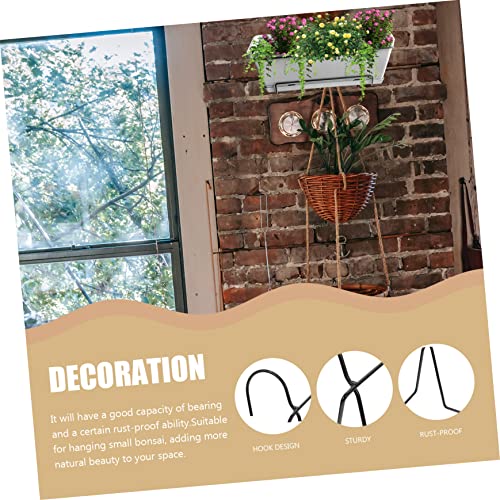 HANABASS Hanging Flower Pot Bonsai Railing Hanging Patio Balcony Basket Pots Plant Iron Holder Fence Shelf Pot Display Flowerpot Flower Planter Rack Rail Stand Crafts Rectangular Planter