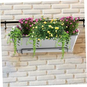 HANABASS Hanging Flower Pot Bonsai Railing Hanging Patio Balcony Basket Pots Plant Iron Holder Fence Shelf Pot Display Flowerpot Flower Planter Rack Rail Stand Crafts Rectangular Planter