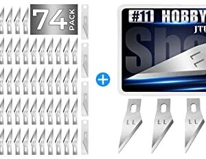 74 Pack Hobby Knife Exacto Knife with 4 Upgrade Sharp Hobby Knives and 70 Spare Craft Knife Blades, 100 PCS Exacto Knife Blades, SK5 Carbon Steel #11 Exacto Blades