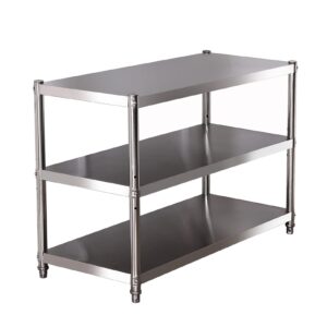 gochusx 3 tier stainless steel shelf, kitchen garage racking unit, waterproof stainless steel storage rack, for commercial office garage ( color : silver , size : 100x30x80cm )