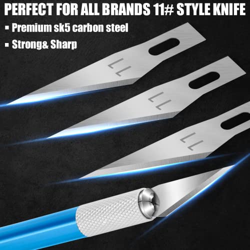 Exacto Knife Craft Knife Hobby Knife 74 Pack with 4 Upgrade Sharp Hobby Knives and 70 Spare Knife Blades, 100 PCS Exacto Knife Blades SK5 Carbon Steel #11 Exacto Blades