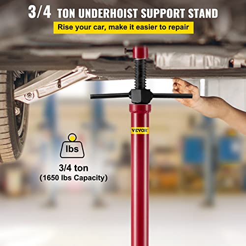 VEVOR Underhoist Stand, 3/4 Ton Capacity Pole Jack, Heavy Duty Jack Stand, Car Support Jack Lifting from 59" to 78.7", Round Base, with Pedal, Easy Adjustment, Automotive Support Jack Stand, Red