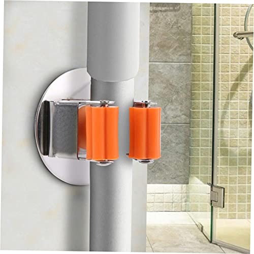 Stainless Steel Mounted Mop Rack Self Adhesive Broom Holder for Garage Kitchen Bathroom (round)