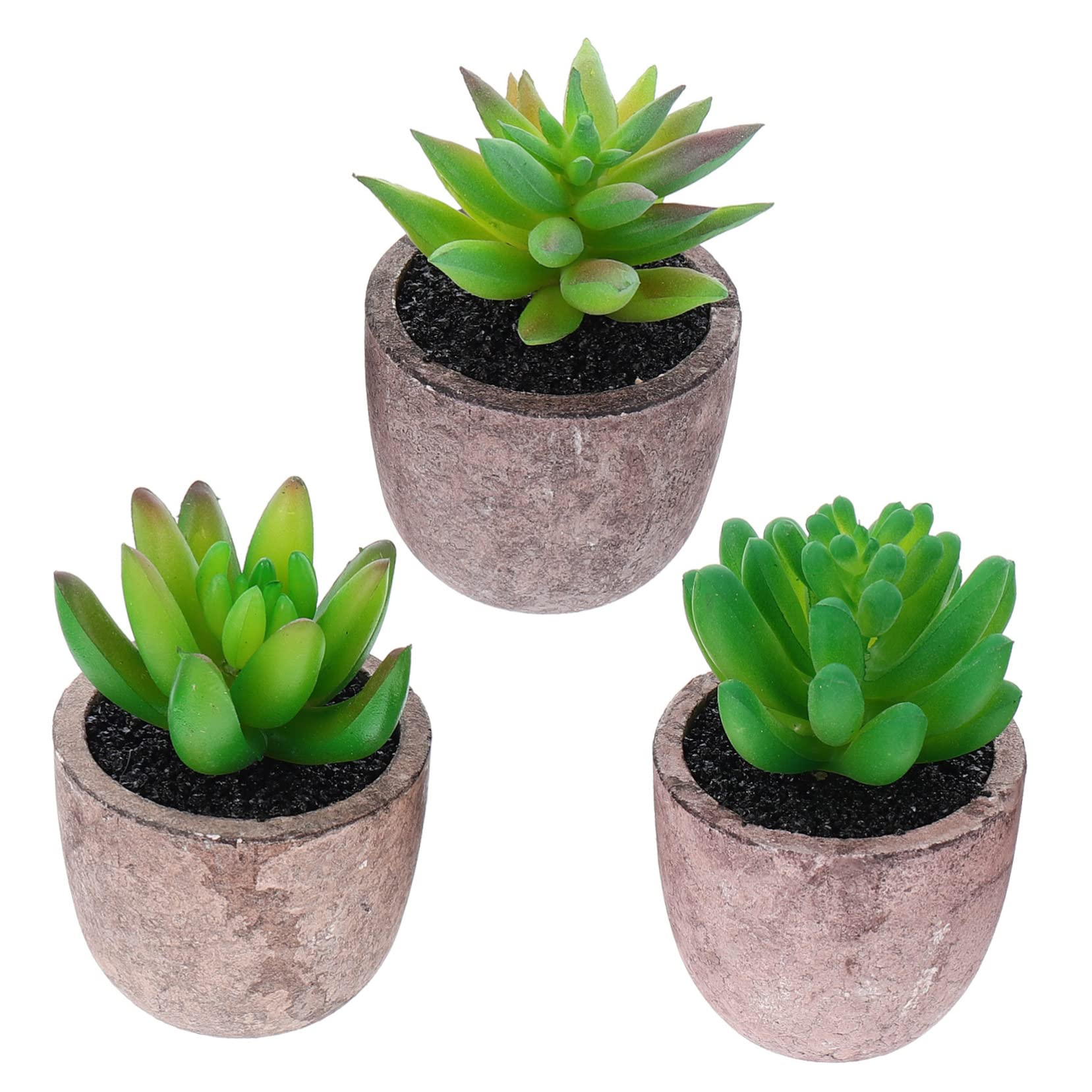 WOONEKY 1 Set 3 Pcs Succulent Bonsai Faux Succulents Potted Plastic Succulents Plants Various Faux Succulents Home Decor Artificial Plant Fake Succulent Mini False Cactus Pulp Basin Office