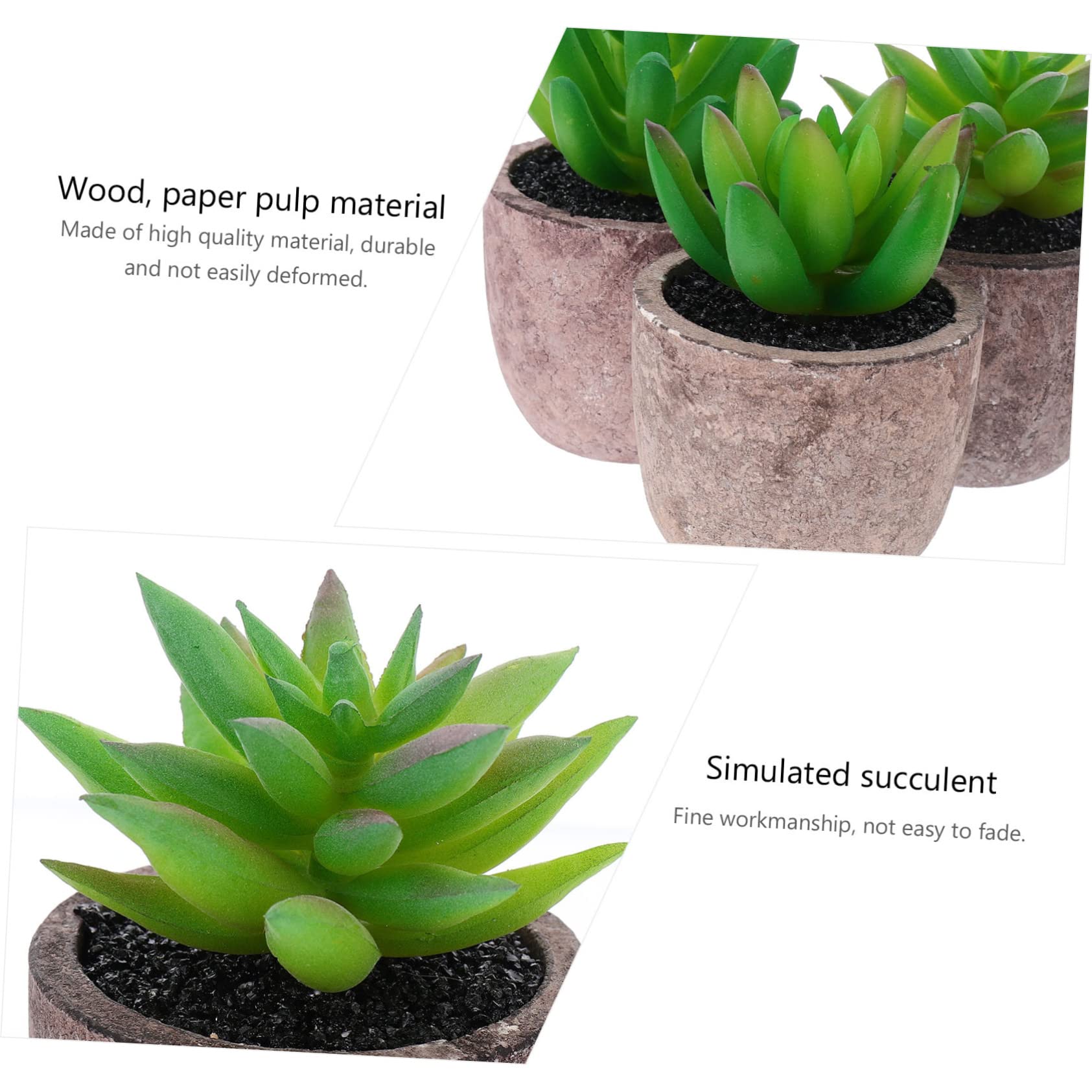 WOONEKY 1 Set 3 Pcs Succulent Bonsai Faux Succulents Potted Plastic Succulents Plants Various Faux Succulents Home Decor Artificial Plant Fake Succulent Mini False Cactus Pulp Basin Office