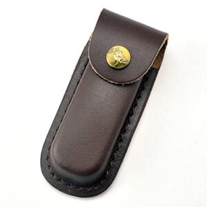 NUHUi 2x Folding Knife Leather Sheath Leather Knife Set fit for Swiss Multi-function Folding Knife with Belt Loop