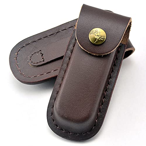 NUHUi 2x Folding Knife Leather Sheath Leather Knife Set fit for Swiss Multi-function Folding Knife with Belt Loop