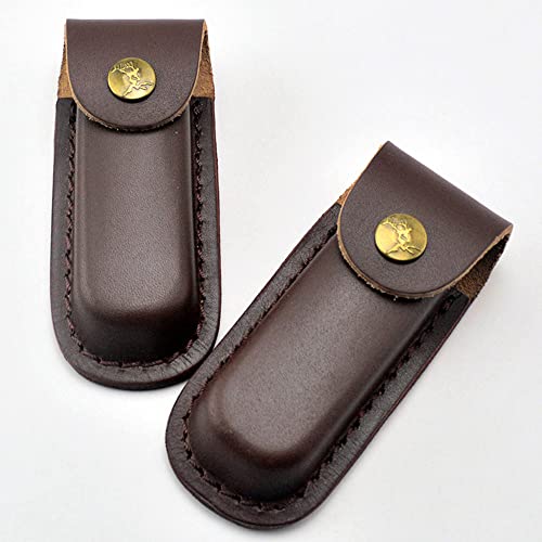 NUHUi 2x Folding Knife Leather Sheath Leather Knife Set fit for Swiss Multi-function Folding Knife with Belt Loop