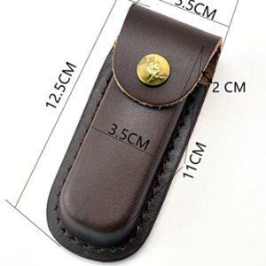 NUHUi 2x Folding Knife Leather Sheath Leather Knife Set fit for Swiss Multi-function Folding Knife with Belt Loop