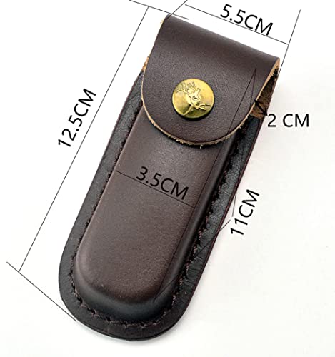 NUHUi 2x Folding Knife Leather Sheath Leather Knife Set fit for Swiss Multi-function Folding Knife with Belt Loop