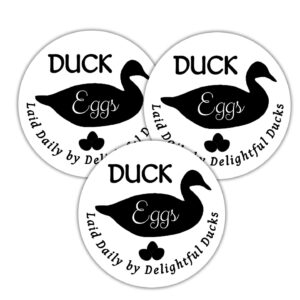 60 Duck Egg Carton Labels Stickers Tags "Duck eggs laid daily by delightful ducks" round