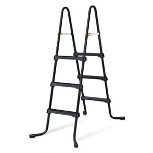 funsicle surestep 3 step lightweight steel outdoor above ground swimming pool ladder with non slip feet for outdoor use, black