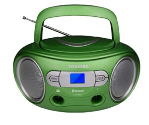 toshiba ty-cws9(g) portable cd bluetooth boombox with am/fm stereo and aux input, metallic green