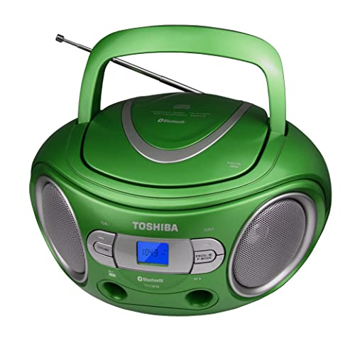 Toshiba TY-CWS9(G) Portable CD Bluetooth Boombox with AM/FM Stereo and Aux Input, Metallic Green