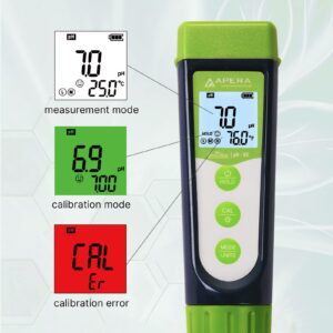 Apera Instruments GroStar Series GS1-P pH/ORP Pen Tester Kit with Replaceable Double-Junction pH Probe and ORP Probe for Hydroponics Water Quality Testing, Gen II