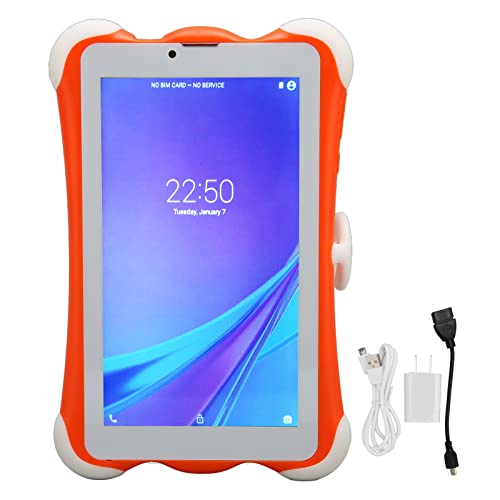 VINGVO Kids Tablet, Orange 7 Inch 1280x800 Eye Protection WiFi Kids Tablet RAM 3GB ROM 32GB for Reading (US Plug)