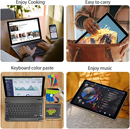 2023 Newest Tablet with Keyboard 10 Inch, Android Tablet Newest Octa-core Processor, 64GB ROM + 4GB RAM Storage, 256GB Expandable, 2 in 1 Tablet with Dual WiFi network, 1920x1200 HD Display -Gold