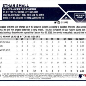 2023 TOPPS #87 ETHAN SMALL RC MILWAUKEE BREWERS BASEBALL OFFICIAL TRADING CARD OF THE MLB