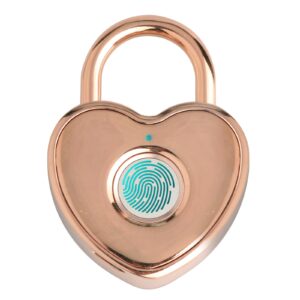 tcyoatoa heart shaped fingerprint padlock, small smart padlock for gym locker, backpag, school, mailbox, travel suitcase (rose gold)