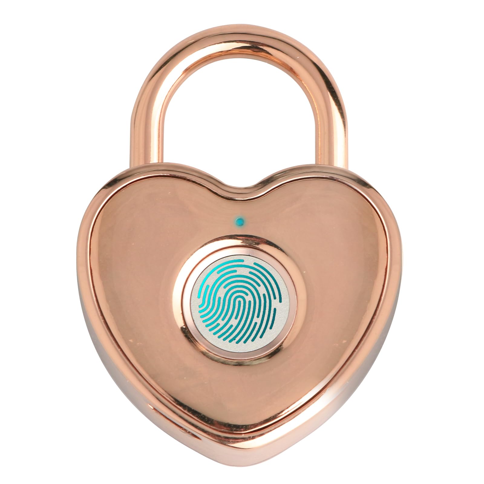 Tcyoatoa Heart Shaped Fingerprint Padlock, Small Smart Padlock for Gym Locker, Backpag, School, Mailbox, Travel Suitcase (Rose Gold)