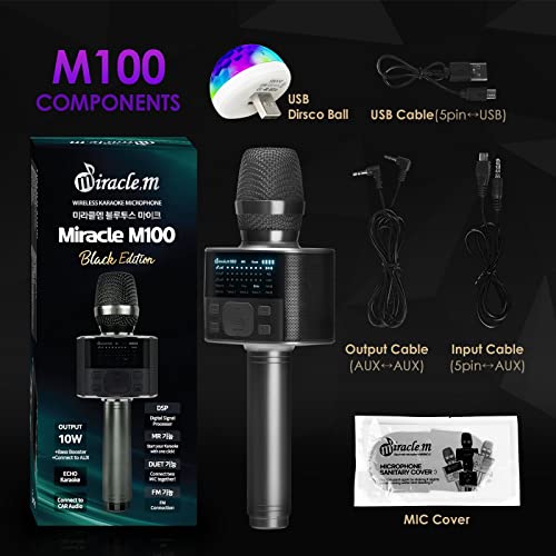 M100 - Bluetooth Karaoke Microphone - Carpool Karaoke Microphone - Bluetooth Microphone Wireless - Portable Handheld Karaoke Mic and Speaker with LED Screen - Wireless Microphones for Kids and Adults