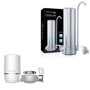 waterdrop wd-fc-01 nsf certified 320-gallon longer filter life water faucet filter & waterdrop countertop filter system, 5-stage stainless steel countertop filter