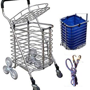 Shopping Trolley on Wheels Multi Function Shopping Cart Lightweight 8 Wheels Climbing Stairs with Lid Aluminum Tri-Wheel Household Vans Lightweight Foldable Storage Hand Trucks,