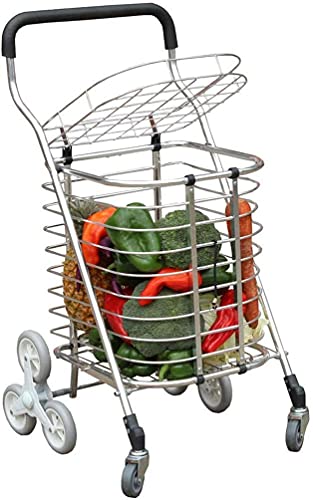 Shopping Trolley on Wheels Multi Function Shopping Cart Lightweight 8 Wheels Climbing Stairs with Lid Aluminum Tri-Wheel Household Vans Lightweight Foldable Storage Hand Trucks,