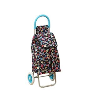 shopping trolley on wheels multi function shopping cart two rounds silent wheel fold portable cart pull rod car luggage cart trolley pull truck trailer cart handle with cloth bag storage hand truck