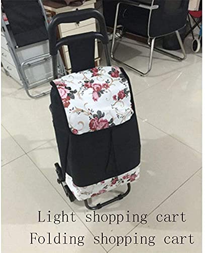 Shopping Trolley on Wheels Multi Function Shopping Cart Trolley On Wheels with Seat Fold Down Seat Lightweight Stair Climbing Cart with Removable Waterproof Oxford Cloth Bag Storage Hand Trucks,Sho