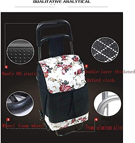 Shopping Trolley on Wheels Multi Function Shopping Cart Trolley On Wheels with Seat Fold Down Seat Lightweight Stair Climbing Cart with Removable Waterproof Oxford Cloth Bag Storage Hand Trucks,Sho