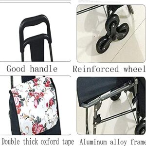 Shopping Trolley on Wheels Multi Function Shopping Cart Trolley On Wheels with Seat Fold Down Seat Lightweight Stair Climbing Cart with Removable Waterproof Oxford Cloth Bag Storage Hand Trucks,Sho