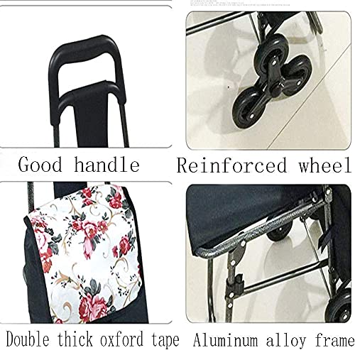 Shopping Trolley on Wheels Multi Function Shopping Cart Trolley On Wheels with Seat Fold Down Seat Lightweight Stair Climbing Cart with Removable Waterproof Oxford Cloth Bag Storage Hand Trucks,Sho