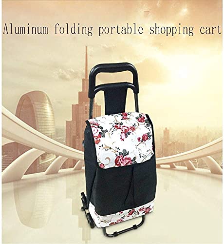 Shopping Trolley on Wheels Multi Function Shopping Cart Trolley On Wheels with Seat Fold Down Seat Lightweight Stair Climbing Cart with Removable Waterproof Oxford Cloth Bag Storage Hand Trucks,Sho