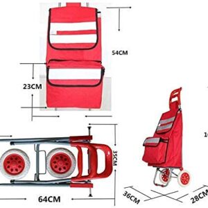 Shopping Trolley on Wheels Multi Function Shopping Cart Fashion Folding Grocery Portable Trolley Thick Aluminum Frame Waterproof Cloth Storage Hand Trucks,Black,36 * 28 * 100Cm