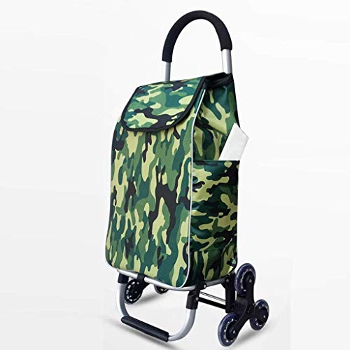 Shopping Trolley on Wheels Multi Function Shopping Cart Lightweight Aluminum Trolley Foldable Climbing Stair Car with 6 Wheels Waterproof Storage Bag Storage Hand Trucks,Camouflage ,Shoppi