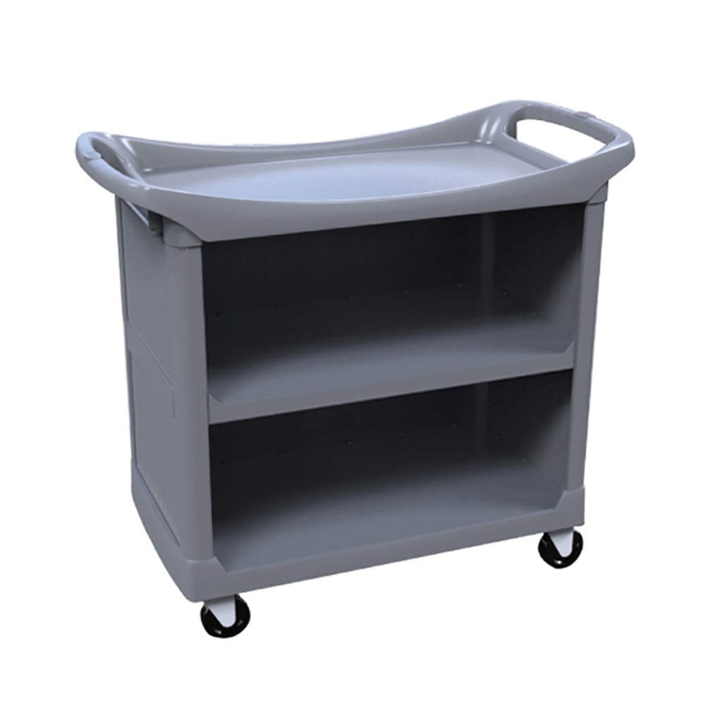 INDYAH Movable Trolleys, Kitchen Storage Hand Trucks, 3 Tier Hotel Cateservice Cart Plastic Cleaning Collection Trolley for Restaurants