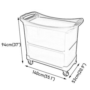 INDYAH Movable Trolleys, Kitchen Storage Hand Trucks, 3 Tier Hotel Cateservice Cart Plastic Cleaning Collection Trolley for Restaurants