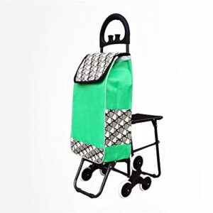 Shopping Trolley on Wheels Multi Function Shopping Cart Trip Portable Elderly People Can Be Folded with Chair Lever Car Trolley Storage Hand Trucks,Brown ,