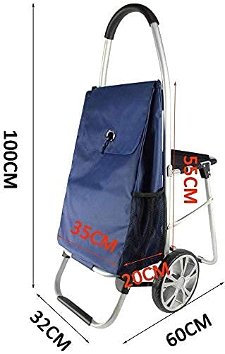 Shopping Trolley on Wheels Multi Function Shopping Cart with Seat Folding Collapsible Trolley Portable Non-Slip Handle Bearing Gravity Enhanced Storage Hand Trucks,Red,60 * 100Cm ,Sho