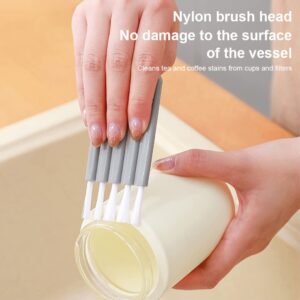 Toilet Brush and Holder Set, 5 PCS Cup Cleaning Brush Groove Brushes Computer Keyboard Vegetable Tool Gray