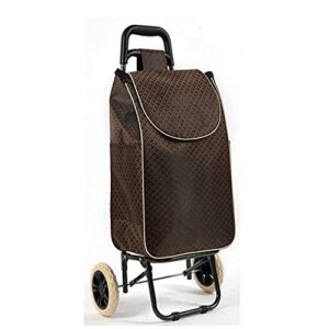 Shopping Trolley on Wheels Multi Function Shopping Cart High Capacity Steel Pipe Cart/Bag Car Luggage Cart/Collapsible Trolley Storage Hand Trucks,Red Wine ,