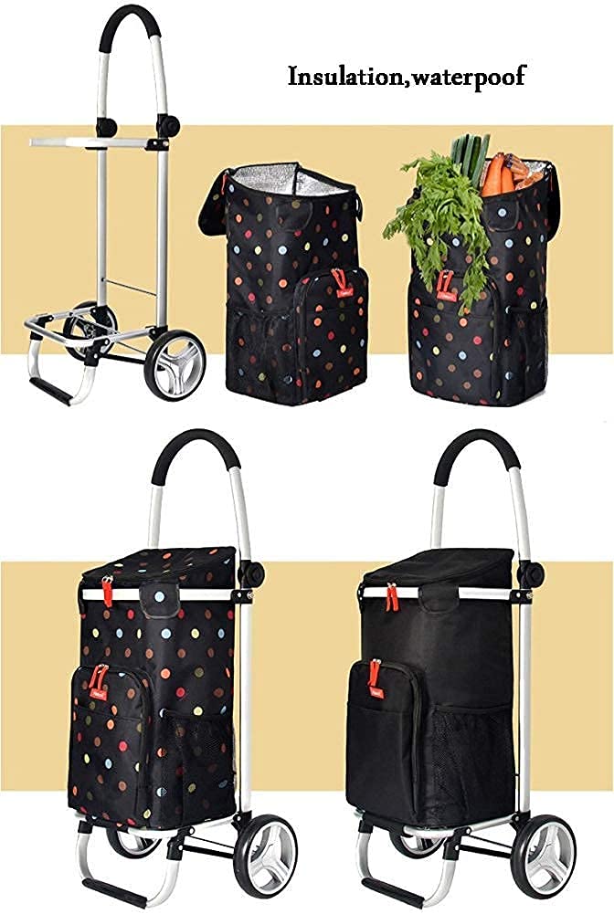 Shopping Trolley on Wheels Multi Function Shopping Cart Folding Portable Climbing Stair Trolley Trailer,Insulation Trolley Retractable Fast Folding Storage Hand Trucks,