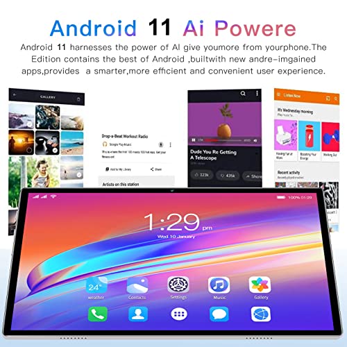 PUSOKEI Android11 10Inch Tablet PC,128G ROM 8G RAM,4G Network Calls,2.4G 5G WiFi Tablet for Kids,8 Core CPU 10in 1200x1920 FHD,13MP Camera,7000mAh Battery,Parent Control