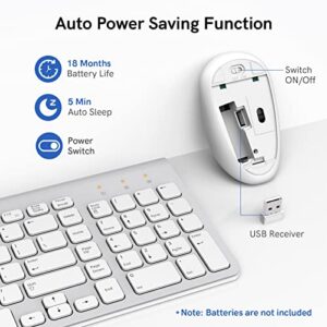 Wireless Keyboard and Mouse Combo with 7 Colored Backlits, Wrist Rest, Rechargeable Ergonomic Keyboard with Phone Holder, Silent Lighted Full Size Combo for Window, Mac, PC, Laptop (Silver and White)