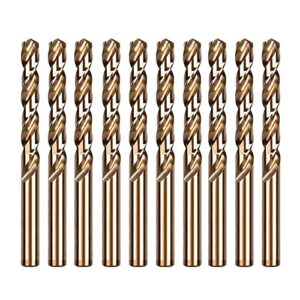 cobalt drill bits, m35 hss metal jobber length twist drill bit set, suitable for drilling in hard metal, stainless steel, cast iron (1/4 in (10pcs))