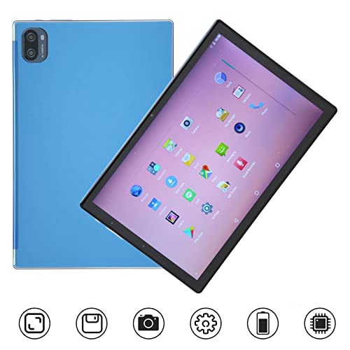 Qinlorgo 10 Inch Tablet, 100‑240V Blue HD Tablet for Travel (US Plug)