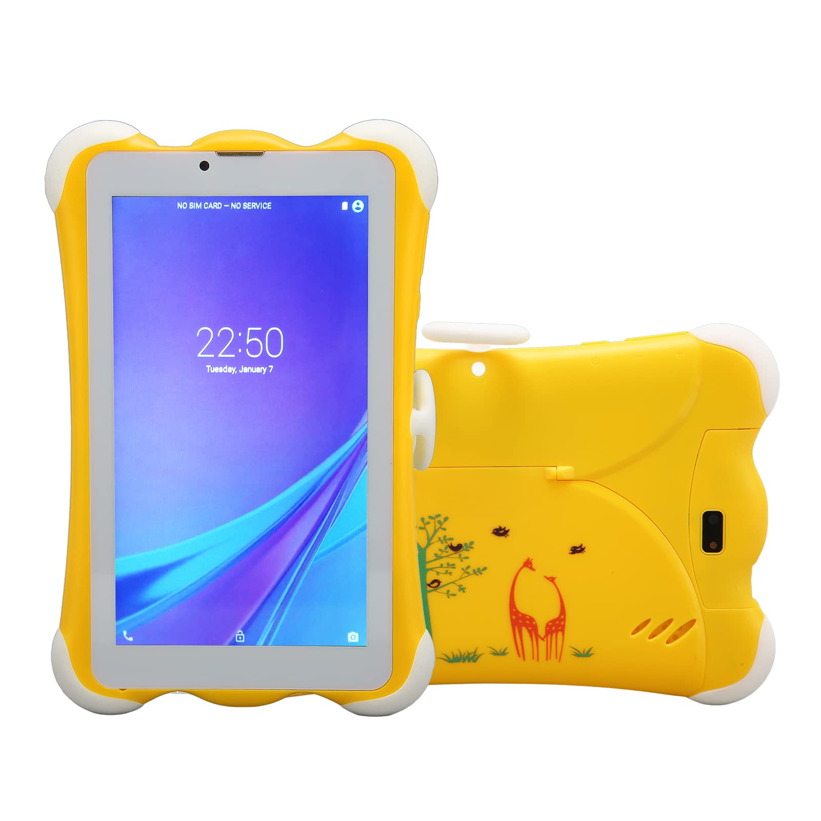 VINGVO WiFi Kids Tablet, 7 Inch Easy Access Eye Protection HD Display Yellow Kids Tablet Triple Slot for Watching Cartoons (US Plug)